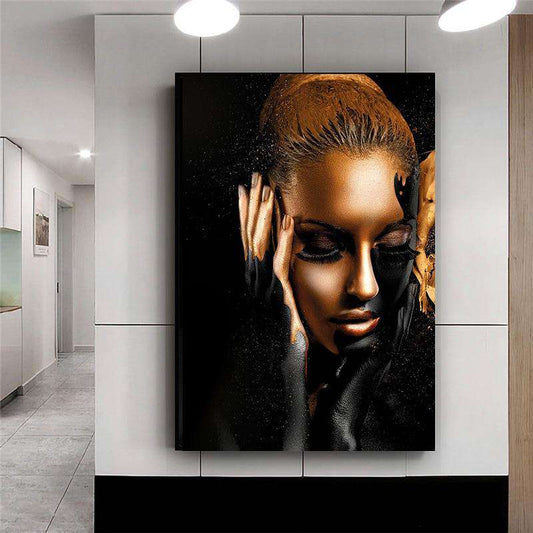 Black & Gold Nude African Woman Posters