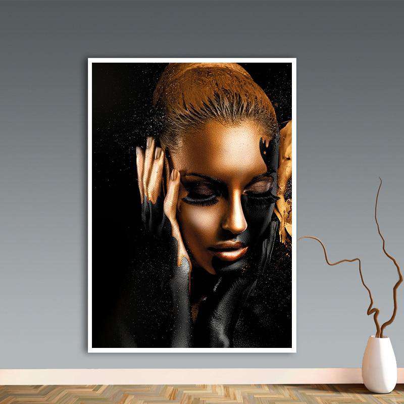 Black & Gold Nude African Woman Posters