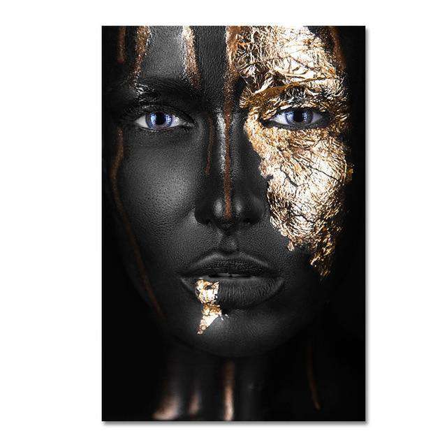 High Quality African Art Black and Gold Woman Posters