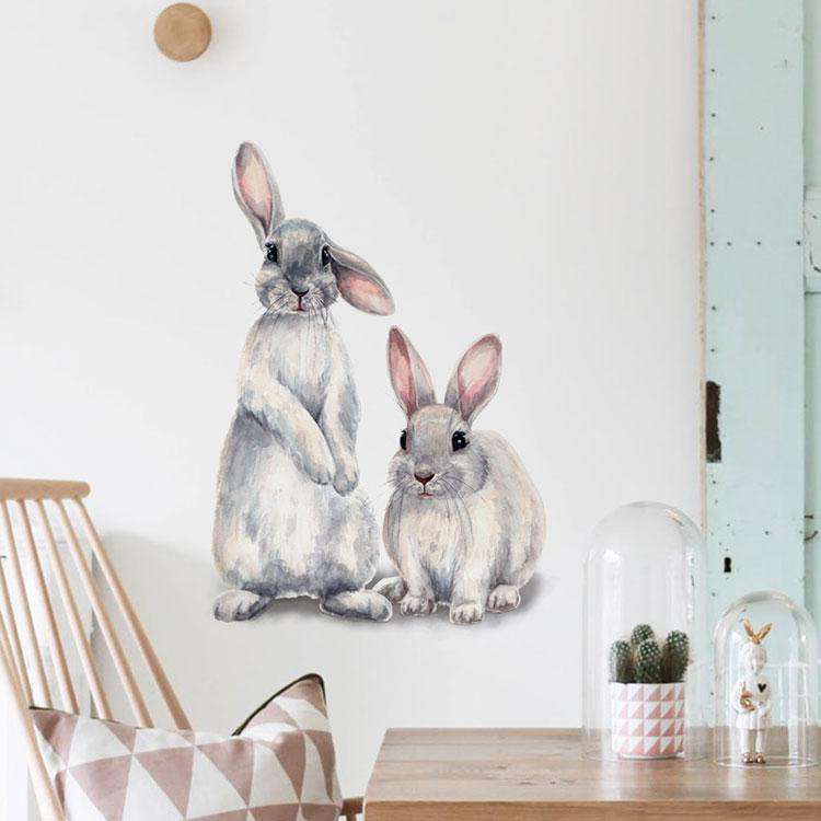 Two cute rabbits 3D Wall sticker
