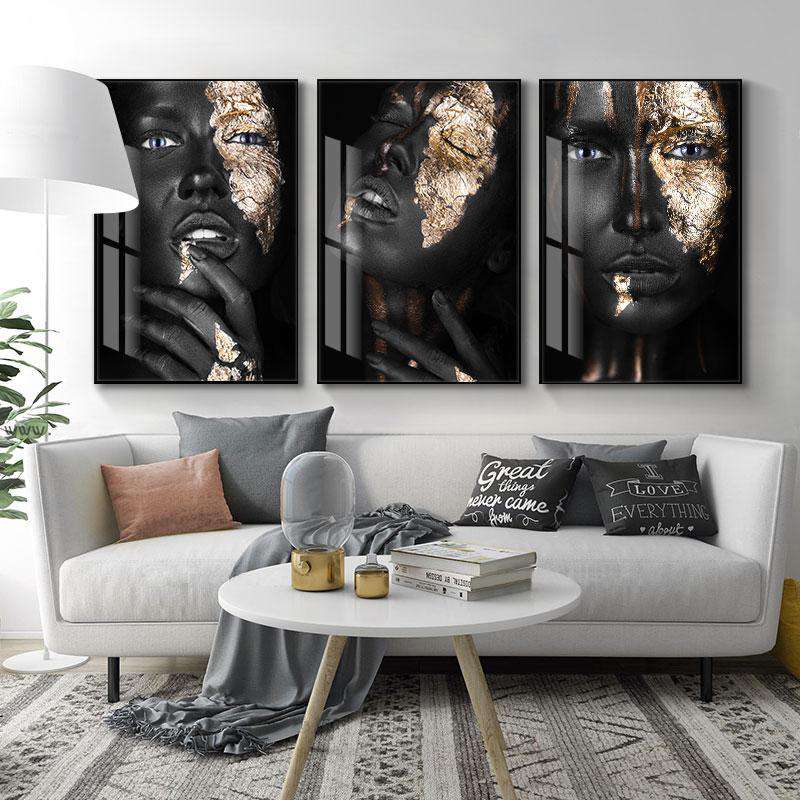High Quality African Art Black and Gold Woman Posters